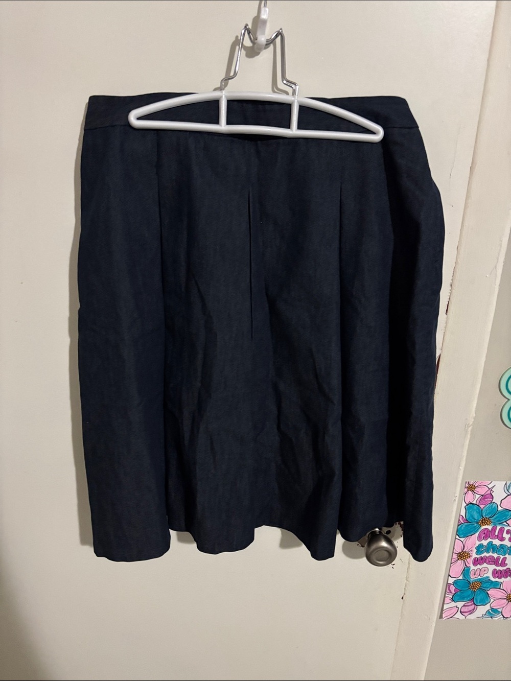 Women's Size 8 The Limited Pleated A-Line Skirt Navy Blue-Cotton Blend Polyester